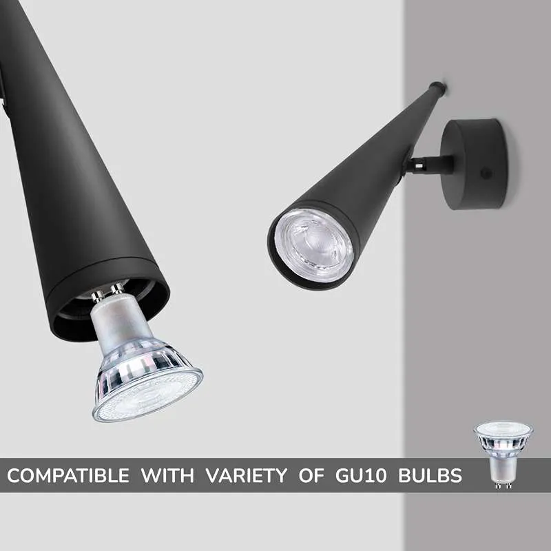 Schwarze LED Wandleuchte mit Kegel-Schirm Modernes Design~2623