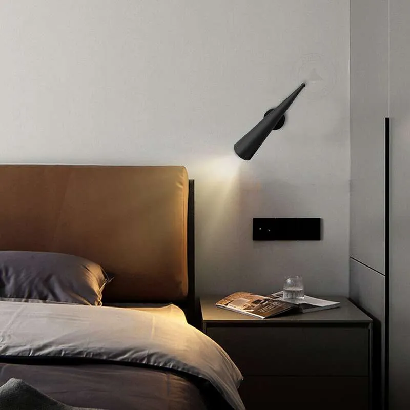 Schwarze LED Wandleuchte mit Kegel-Schirm Modernes Design~2623