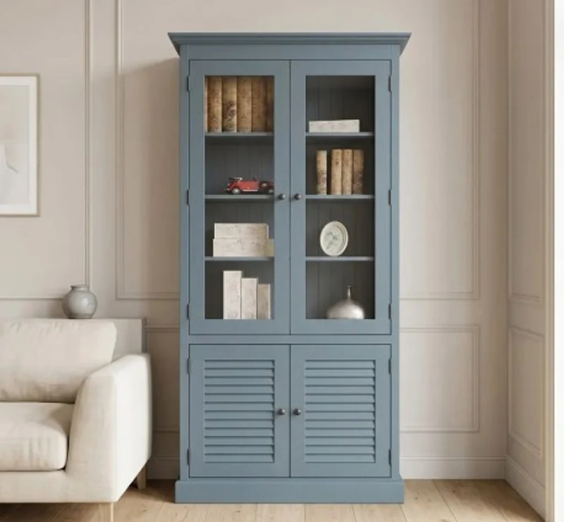 Casa Padrino Vitrine im Landhausstil mit 2 Glastüren, 110 x 39 x 210 cm