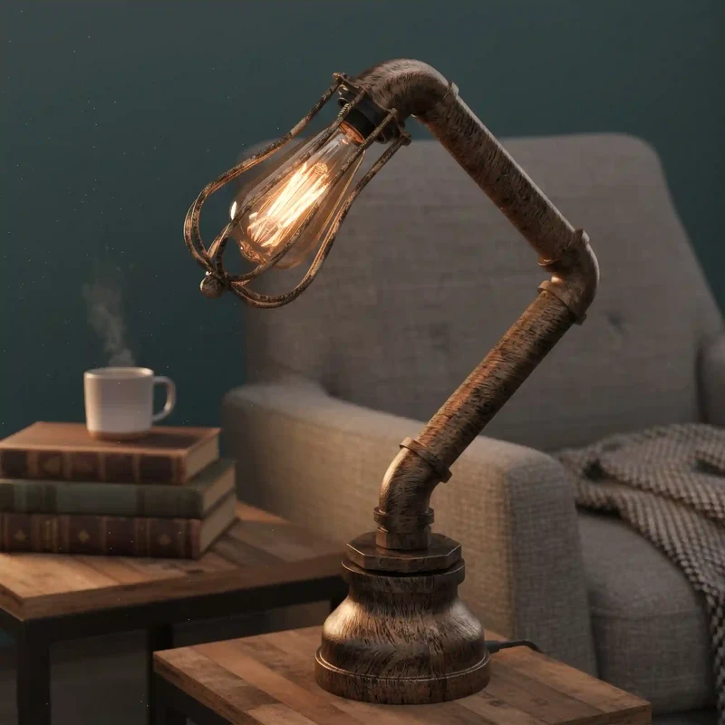 Steampunk Tischlampe Modern Wasserpfeife Rohrlampen~2303