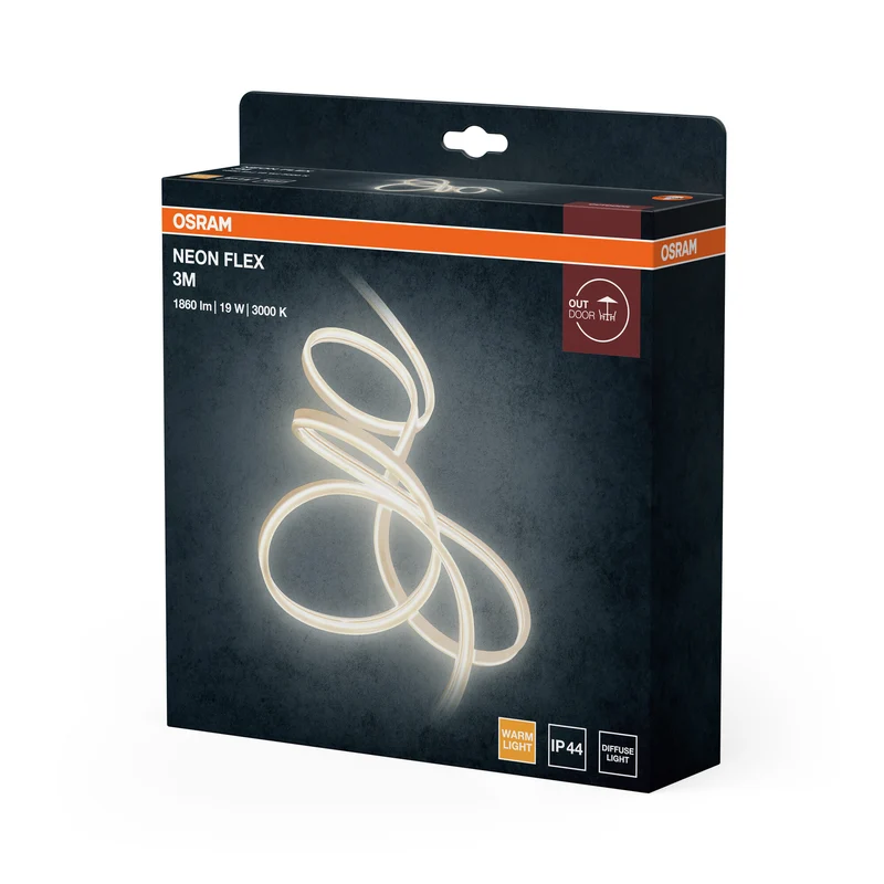OSRAM Neon Flex dekorative Outdoor-LED-Strips warmweiß 3m aus Silikon, IP44-Schutz, indirekte und direkte Beleuchtung für Garten und Balkon