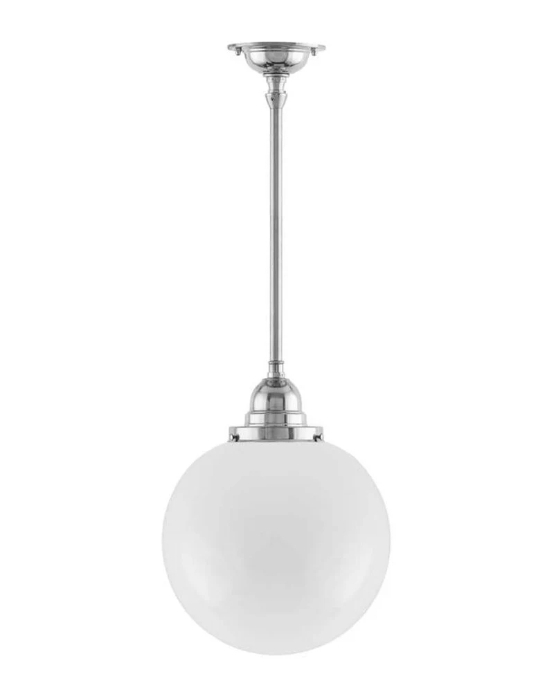 Taklampa - Byströmpendel 100 nickel, stor klotskärm