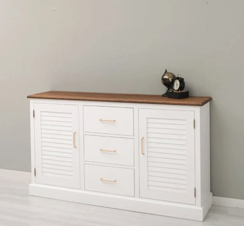 Casa Padrino Sideboard im Landhausstil mit 2 Türen, 3 Schubladen und Eichenholzplatte, 158 x 37 x 90 cm
