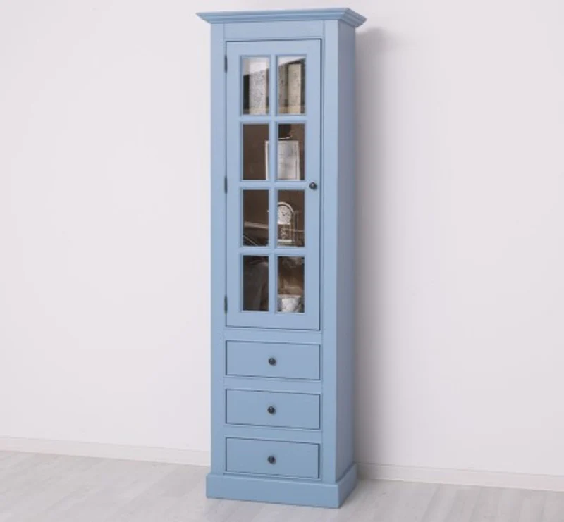 Casa Padrino Vitrine im Landhausstil mit 1 Glastür und 3 Schubladen, 66 x 40 x 210 cm