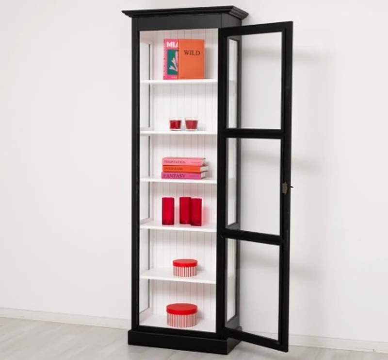 Casa Padrino Vitrine im Landhausstil mit 1 Glastür, 75 x 40 x 220 cm