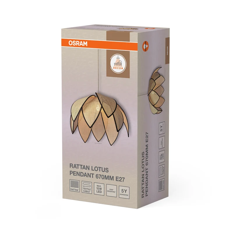 OSRAM DECOR Rattan Lotus Pendelleuchte E27 Braun