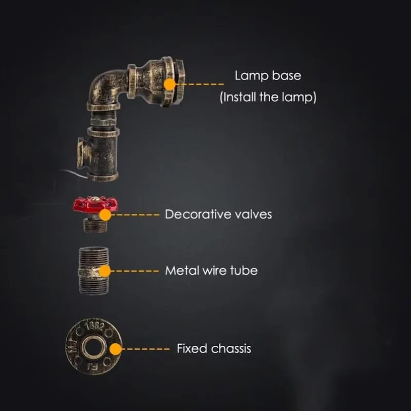 Industrie Wandleuchte Vintage Rohr Wandlampe Steampunk ~2290