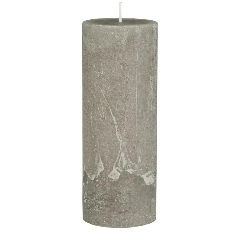 Ib Laursen Stumpenkerze rustikal French Grey 18 cm