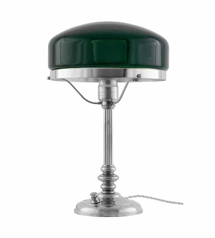 Bordslampa - Karlfeldt nickel, grön skärm