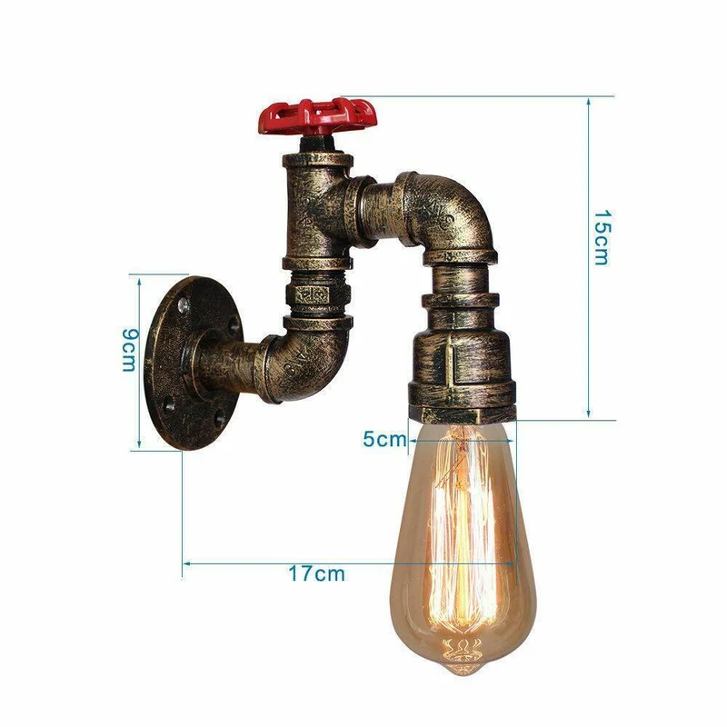 Steampunk Wandleuchte Vintage Wasserrohrdesign~2365