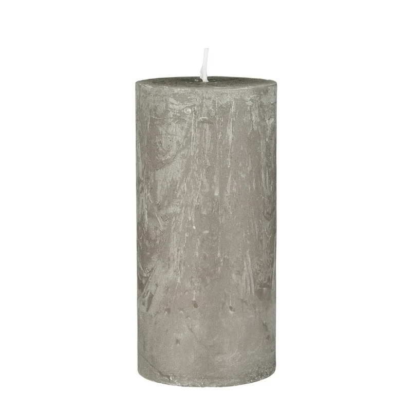 Ib Laursen Stumpenkerze rustikal French Grey 14 cm