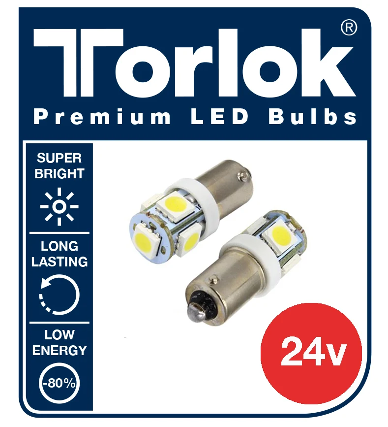 24 V Ba9 LED-LKW-Birnen, 5 x LED ersetzt 249 (T4W) 2er-Pack