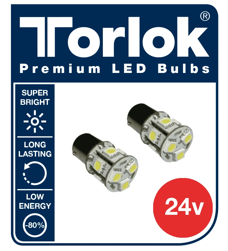 Torlok 24 V Premium-LED-Rücklichtbirnen mit Einzelkontakt, ersetzt 149/248, Blinker/Blinker