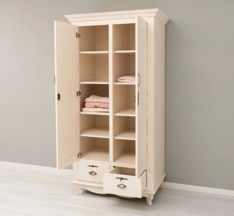Casa Padrino Kleiderschrank im Landhausstil mit 2 Türen und 2 Schubladen, 106 x 66 x 205 cm