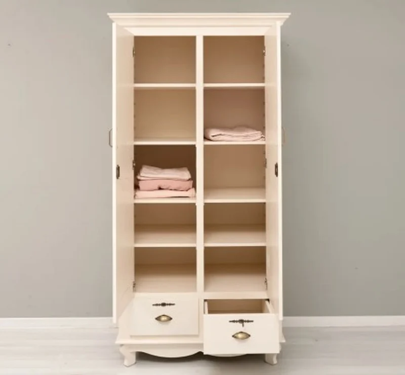 Casa Padrino Kleiderschrank im Landhausstil mit 2 Türen und 2 Schubladen, 106 x 66 x 205 cm
