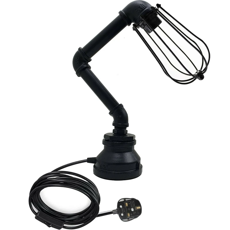 Industrielle Schwarz Steampunk Rustikal Tischlampe~2360