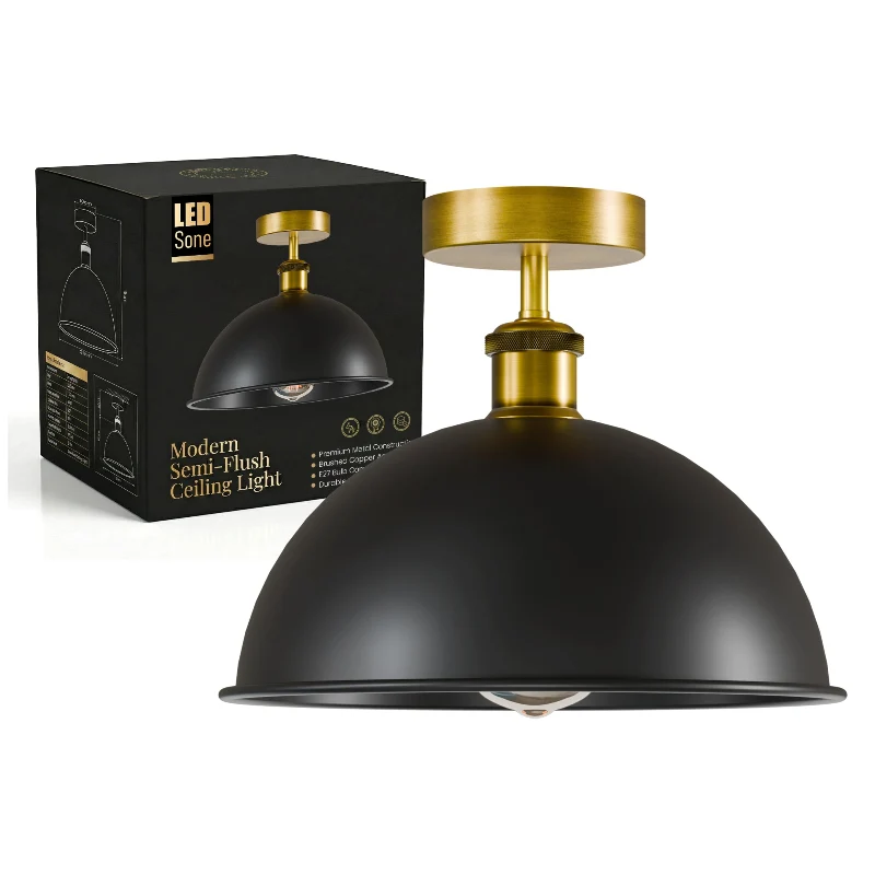 LEDSONE Industrial Deckenleuchte Ø 21cm Schwarz ~2172