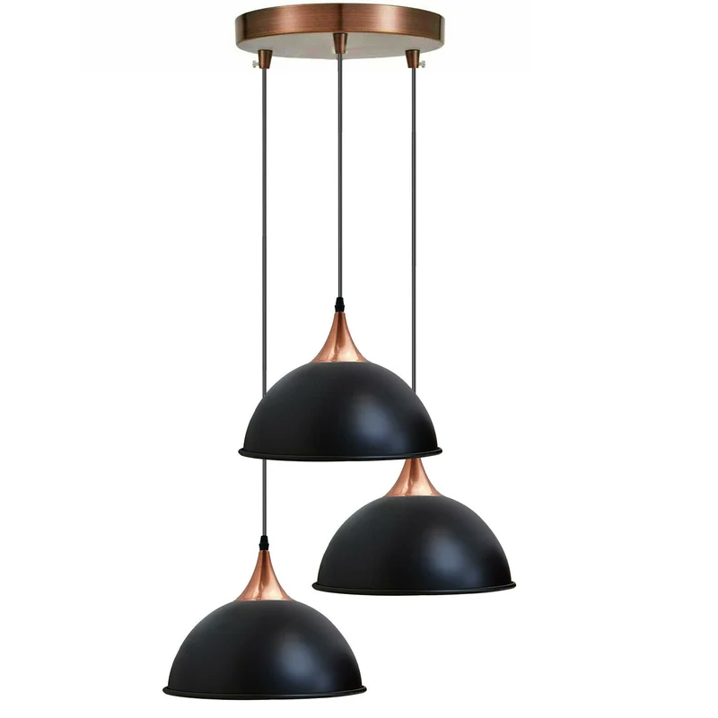 Moderne 3-Wege-Deckenpendelleuchte Cluster-Leuchte im schwarzen Lampenschirm-Stil~2171