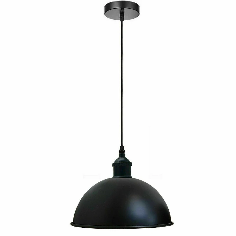 Hängeleuchte im Industrial-Stil mit Schwarzem Kuppelschirm~2170