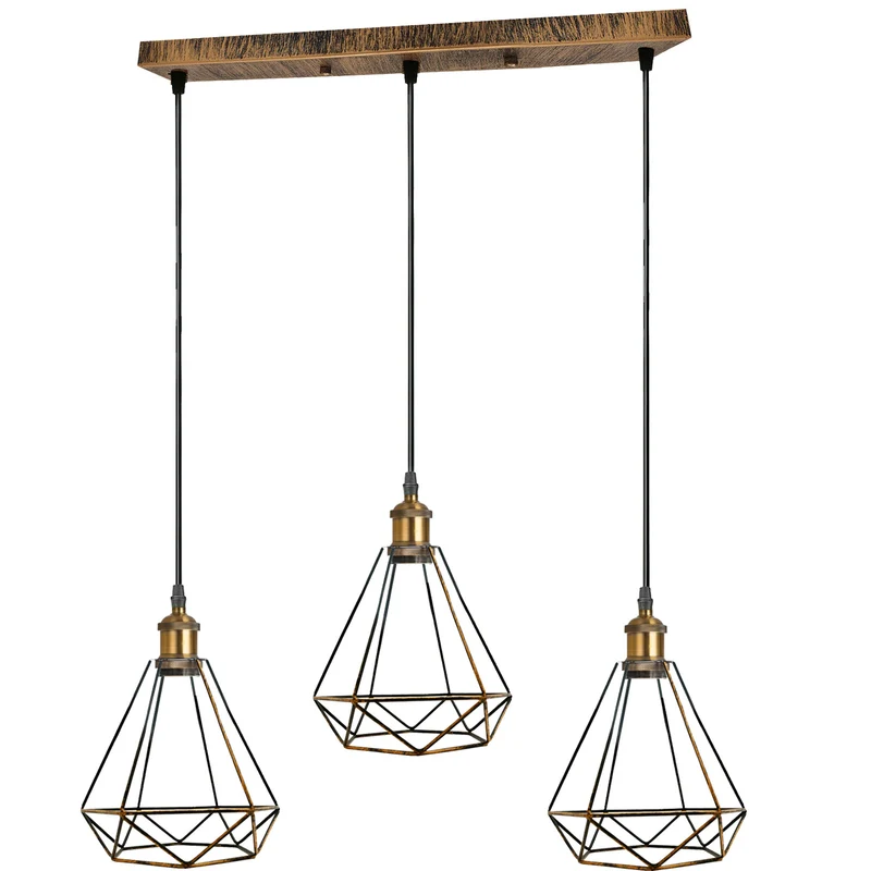 Rechteckige Käfig Pendelleuchte 3 Wege Deckenlampe~2413