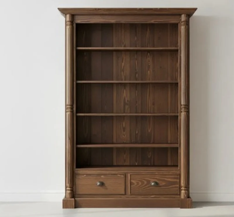 Casa Padrino Bücherregal im Landhausstil mit 2 Schubladen, 140 x 38 x 200 cm