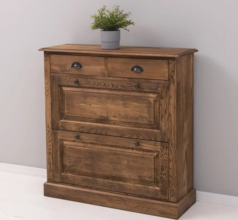 Casa Padrino Schuhschrank im Landhausstil mit 2 Türen und 2 Schubladen, 103 x 35 x 105 cm