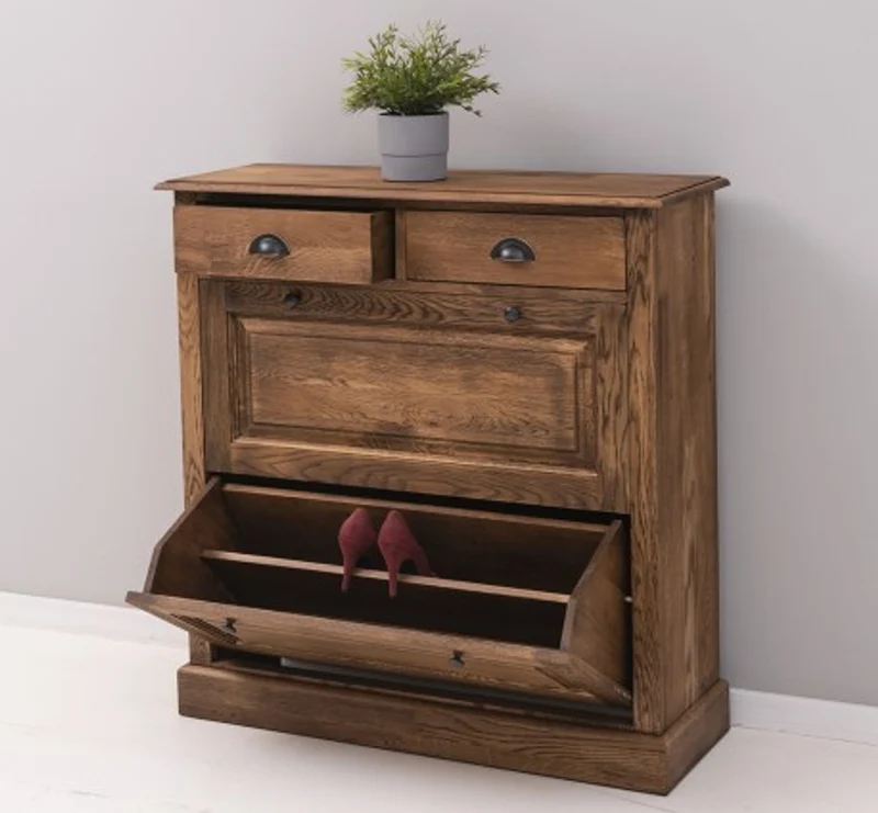 Casa Padrino Schuhschrank im Landhausstil mit 2 Türen und 2 Schubladen, 103 x 35 x 105 cm