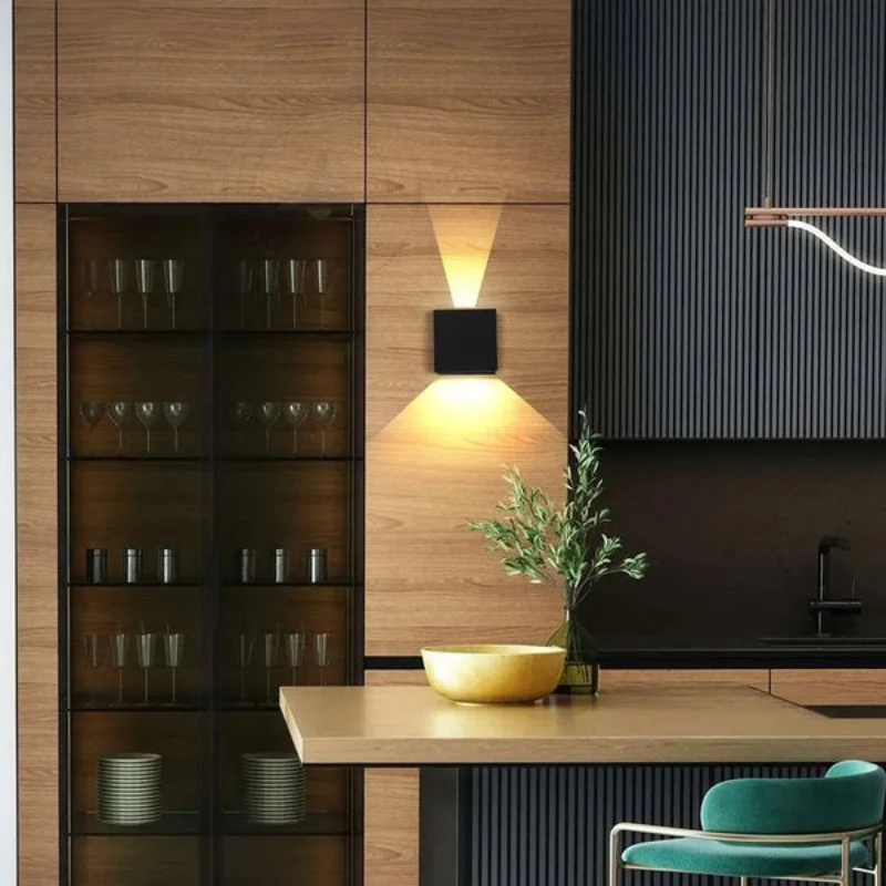 LED Wandleuchte mit Bewegungsmelder 10cm Alu Cube Außen 10W~2569