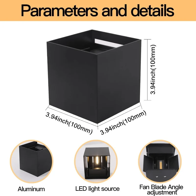 LED Wandleuchte mit Bewegungsmelder 10cm Alu Cube Außen 10W~2569