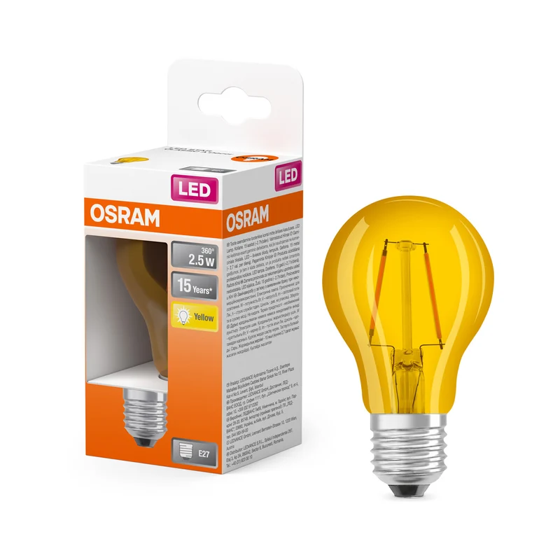 OSRAM LED Lampe LED STAR DÉCOR CLASSIC A 2.5W 622 Yellow E27, 235 lm, 2200 K, Gelb