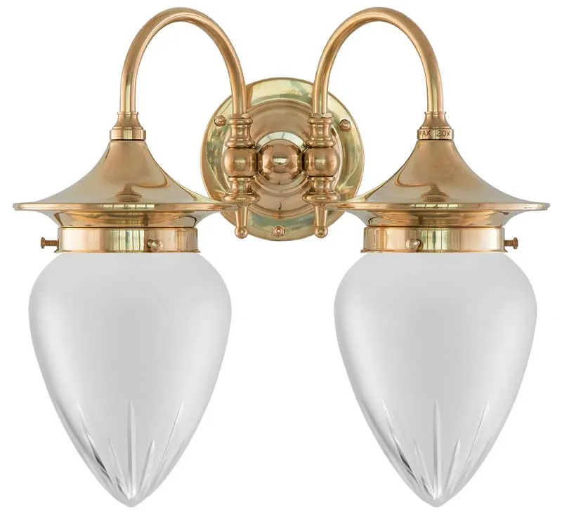 Badrumslampa - Tigerstedt mässing, slipat mattglas