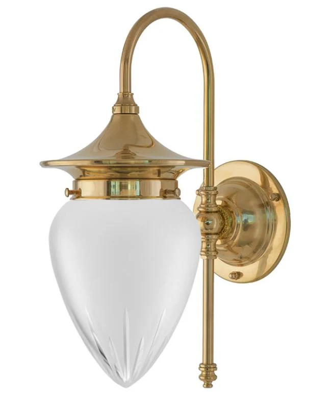 Badrumslampa - Fryxell mässing, slipat mattglas