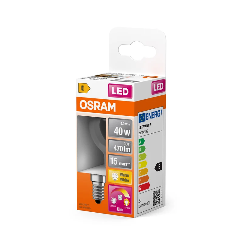OSRAM LED Lampe LED SUPERSTAR CLASSIC P GLOWdim 4W 822…827 E14, 470 lm, 2200…2700 K, Tunable Warm White