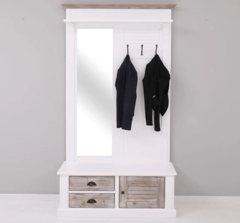 Casa Padrino Garderobe im Landhausstil mit 1 Tür und 2 Schubladen, 121 x 41 x 210 cm