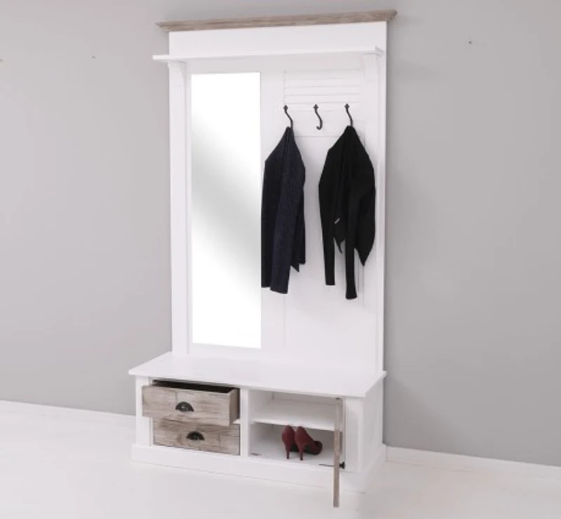 Casa Padrino Garderobe im Landhausstil mit 1 Tür und 2 Schubladen, 121 x 41 x 210 cm