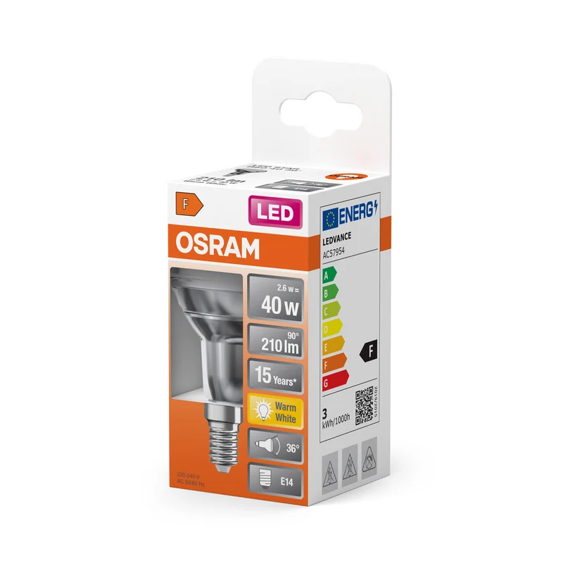 OSRAM LED Lampe LED STAR R50 2.6W 827 E14, 210 lm, 2700 K, Warmweiß
