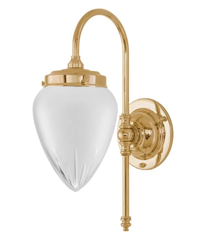Badrumslampa - Blomberg 80 mässing, slipat mattglas droppe