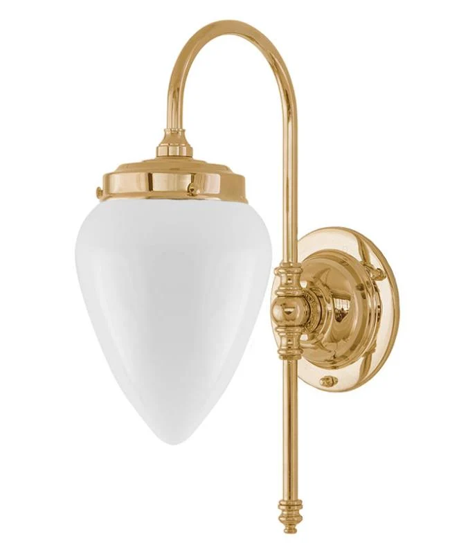 Badrumslampa - Blomberg 80 mässing, opalvit droppe