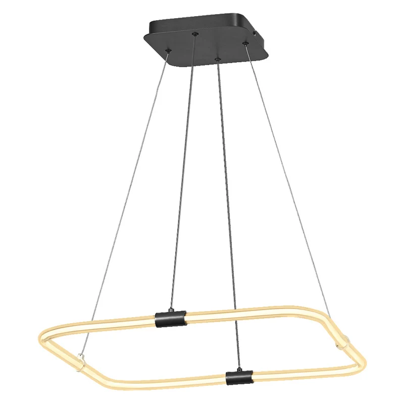LEDVANCE Decor Tetragon Pendelleuchte aus geschwungenem Polycarbonat mit LED und Filament-Design, 18 W, 2000 lm, 3000 K, 830 warmweiß, , Click dimmbar, dunkelgrau, Kunststoff (PC)