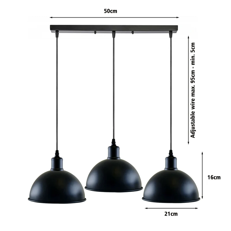 Moderne 3 Kopf Schwarze Pendelleuchte für Esszimmer & Küche~2126
