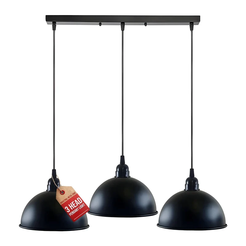Moderne 3 Kopf Schwarze Pendelleuchte für Esszimmer & Küche~2126