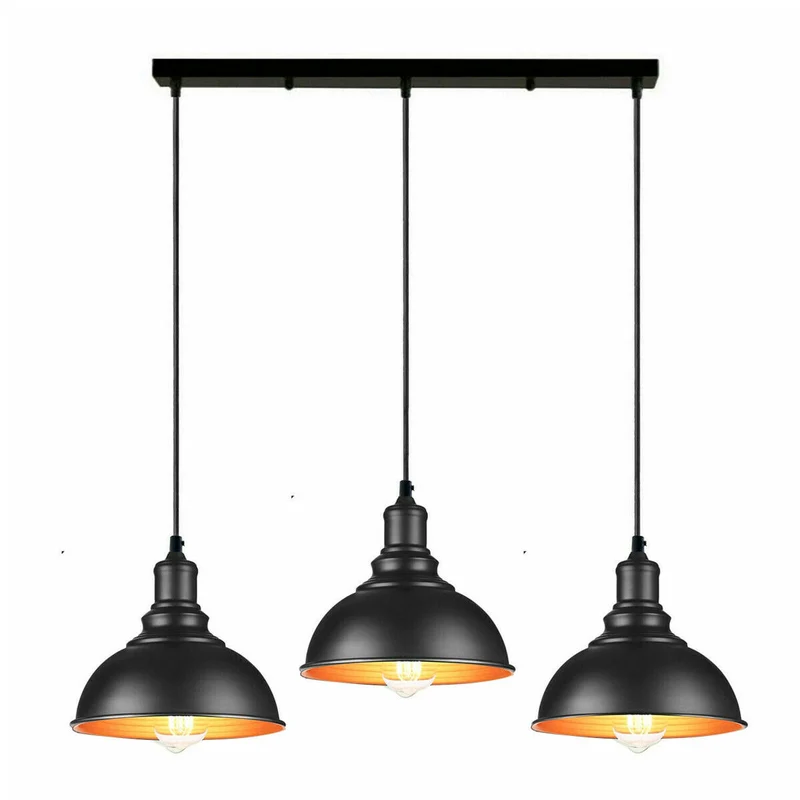 Moderne 3 Kopf Schwarze Pendelleuchte für Esszimmer & Küche~2126