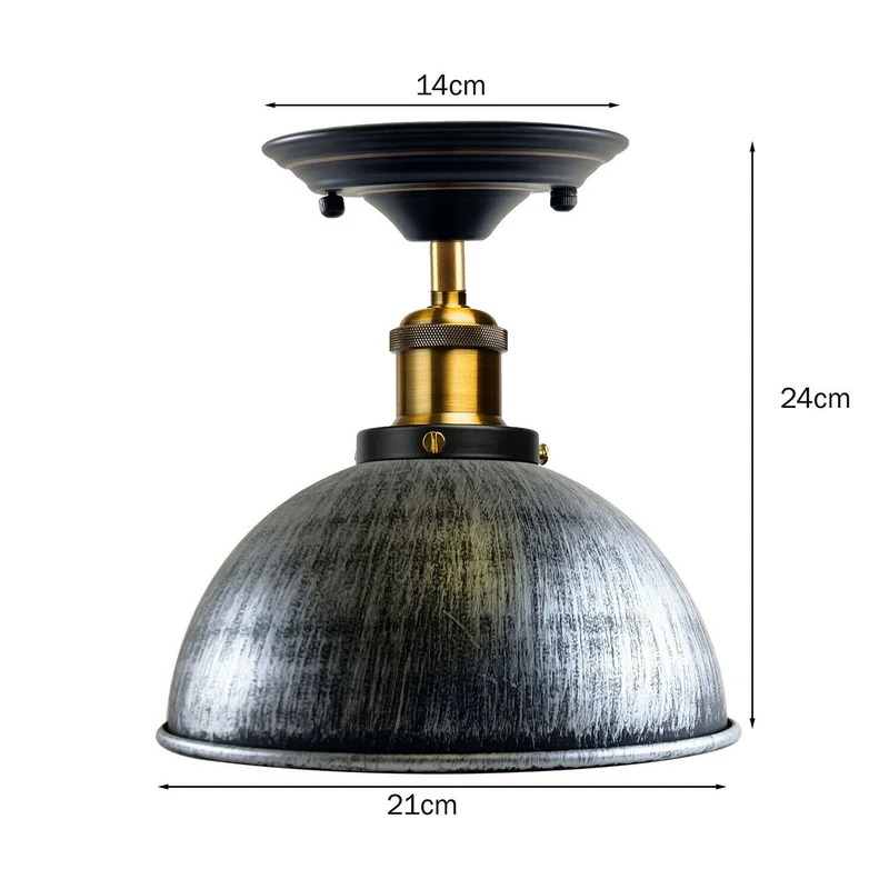 Industrial Retro Light Shade Flush Mount Fitting Moderne Deckenleuchte Silber gebürstet~2124
