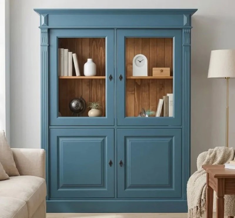 Casa Padrino Kleiderschrank im Landhausstil mit 2 Glastüren, 130 x 39 x 160 cm