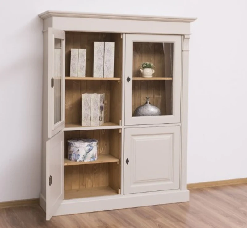 Casa Padrino Kleiderschrank im Landhausstil mit 2 Glastüren, 130 x 39 x 160 cm