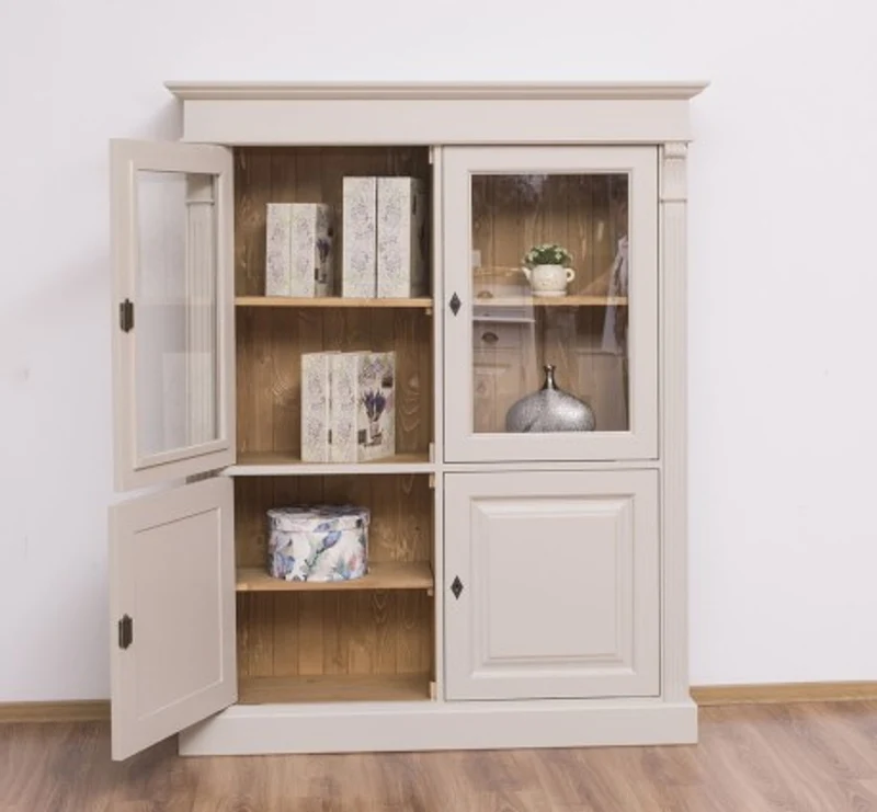Casa Padrino Kleiderschrank im Landhausstil mit 2 Glastüren, 130 x 39 x 160 cm