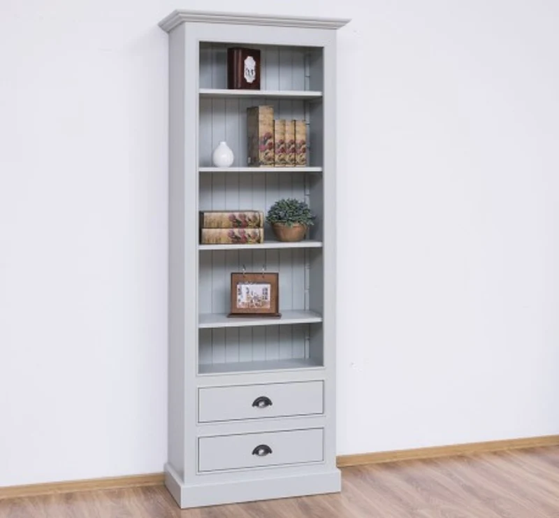 Casa Padrino Bücherregal im Landhausstil mit 2 Schubladen, 79 x 39 x 210 cm