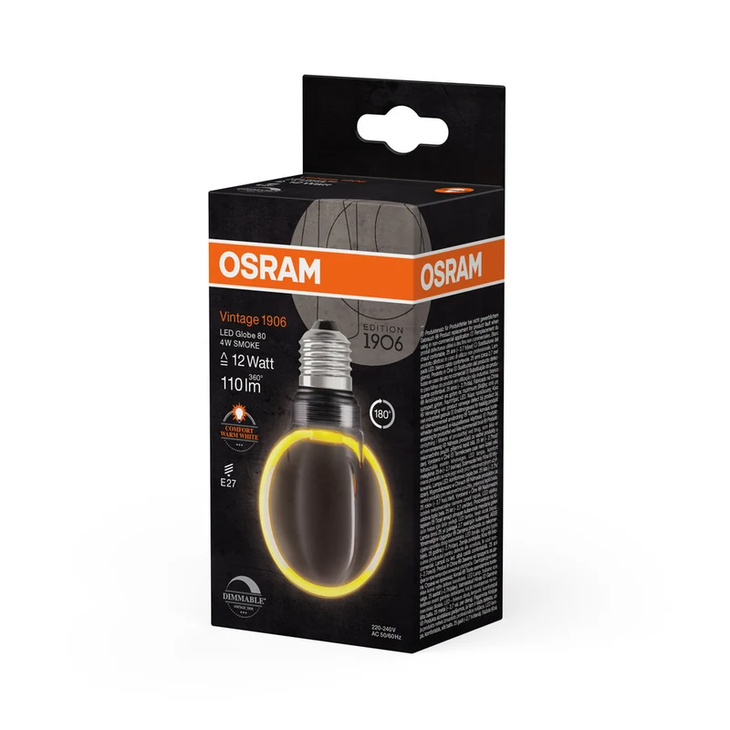 OSRAM VINTAGE 1906® LED Lampe LED CLASSIC GLOBE80 O - Form FILAMENT 4W 818 Smoke E27, 110 lm, 1800 K, Comfort warm white