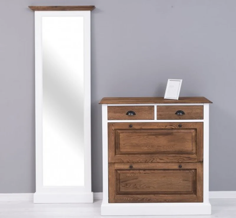 Casa Padrino Schuhschrank im Landhausstil mit 2 Türen und 2 Schubladen, 103 x 35 x 195 cm