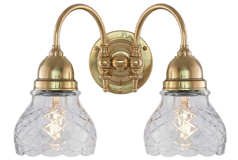 Badrumslampa - Stackelberg mässing, slipat klarglas